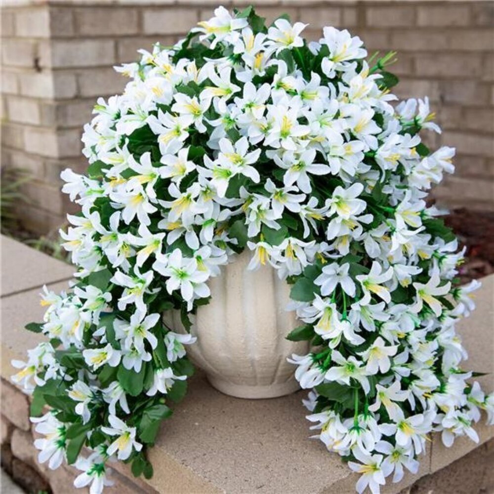 Artificial Hanging Flowers Plants for Outdoors Fall Decoration, 2 PCS Faux